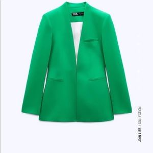 Zara Inverted Lapel Long Blazer